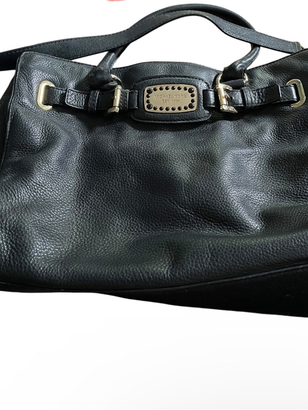 Michael Kors Black Pebbled Leather Tote with Gold Hardware